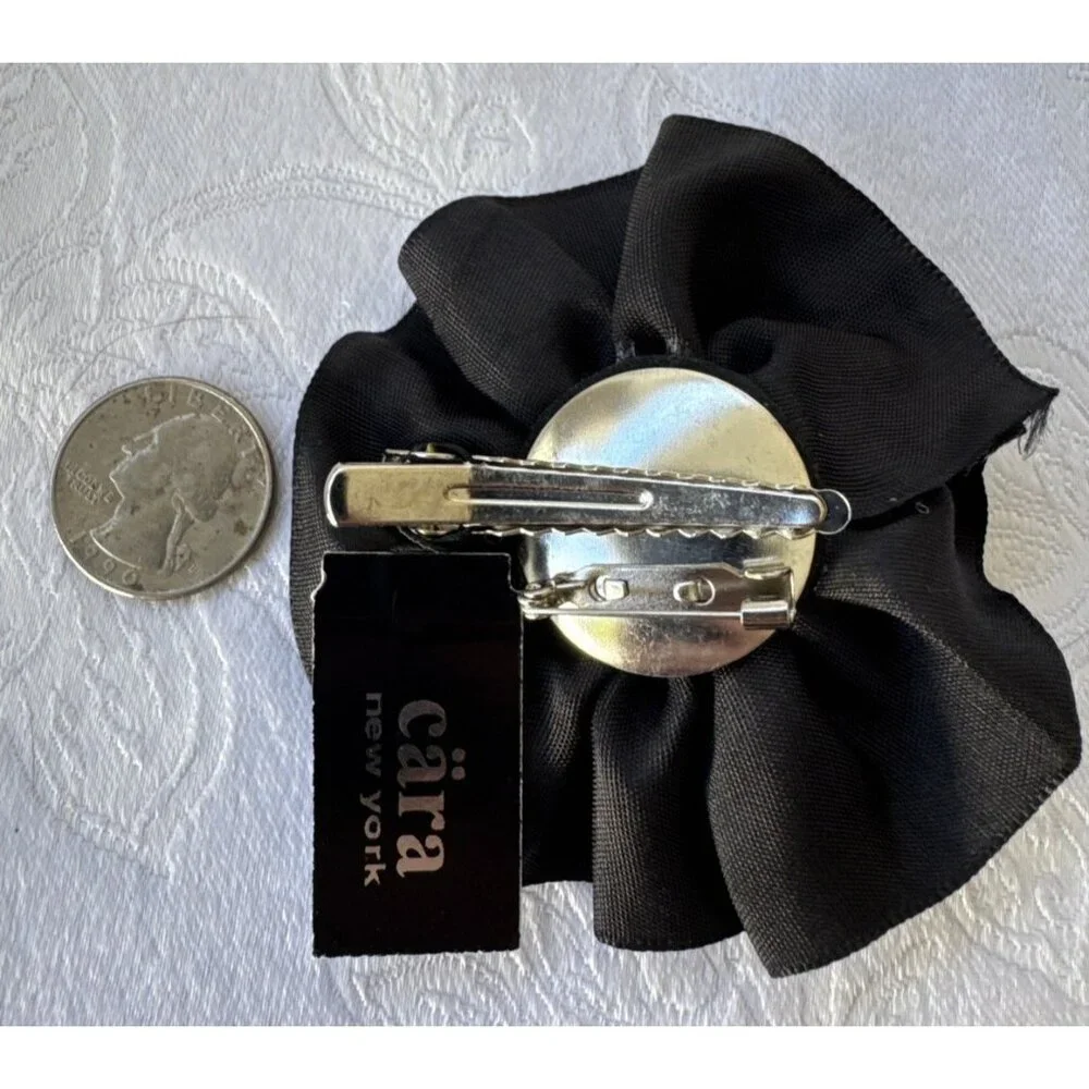 Cara Red Black Plaid Pearl Beaded Floral Hat Brooch/Hair Pin Steampunk NEW